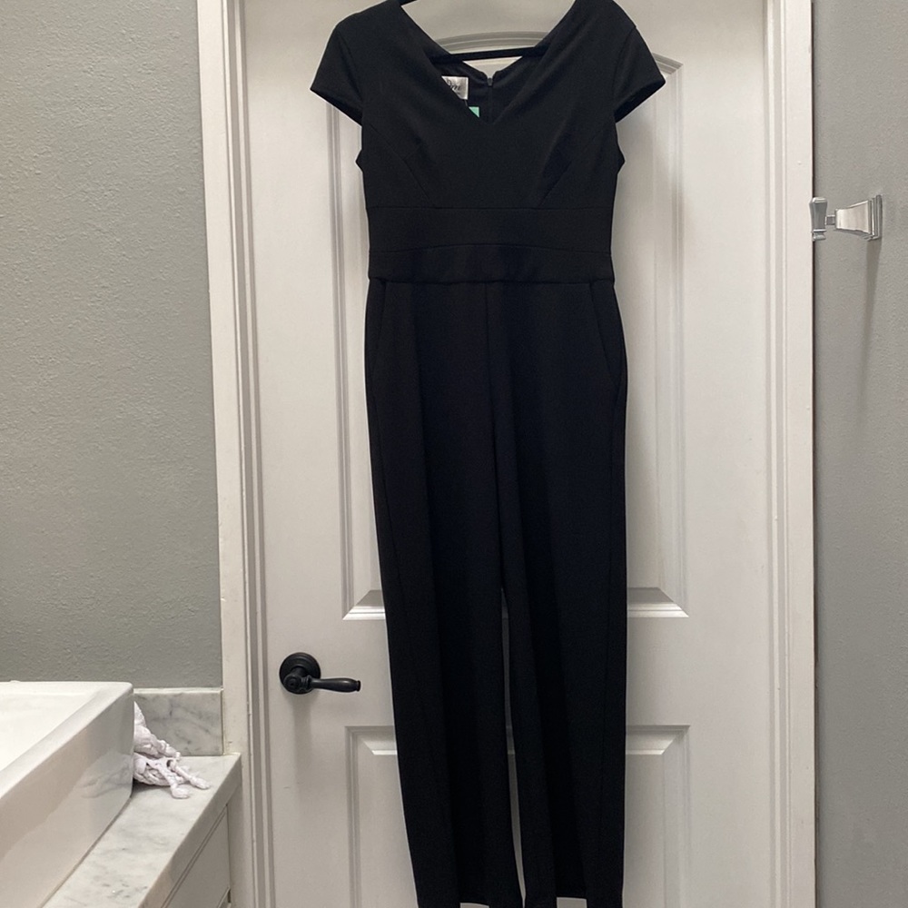 JM Collection V-Neck Cap Sleeve Petite Jumpsuit